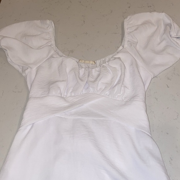 Altar’d State White Puff Sleeve Tie-Back Dress Small - Picture 3 of 5
